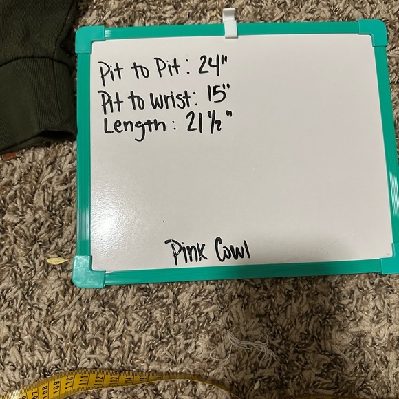 Pink Olive Green and White Logo Cowlneck Pullover Sweatshirt size small - Picture 7 of 7